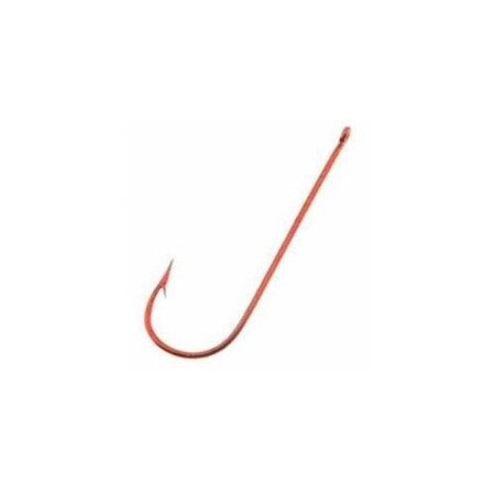 Mustad Aberdeen Hook Size 4, Round Bend, Light Wire Ringed Eye, Red, 10PK 3261-RB-4-10